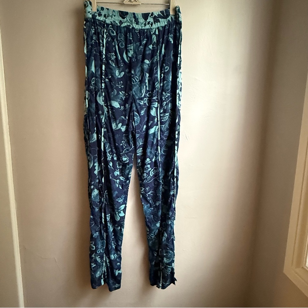 Anthropologie Jamie Sleep Pants Blue & Teal Floral Boho Pants Small - Picture 7 of 14